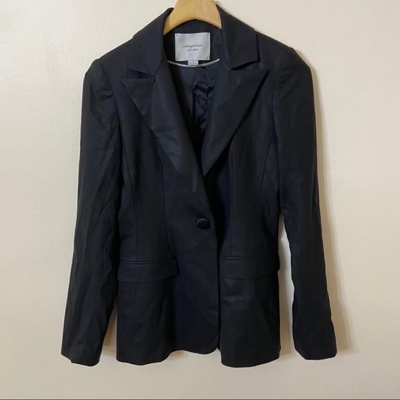 ADAM LIPPES Black Single Button Wool Jacket - Picture 2 of 7